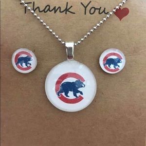 Chicago Cubs Necklace & Earrings